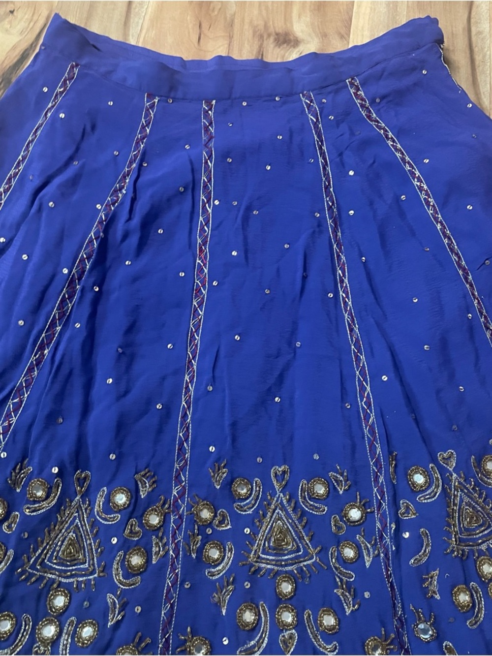 Soft Surroundings "Preciosa" Purple Hand Beaded Sequin Mirror Maxi Skirt Boho L - Picture 3 of 13